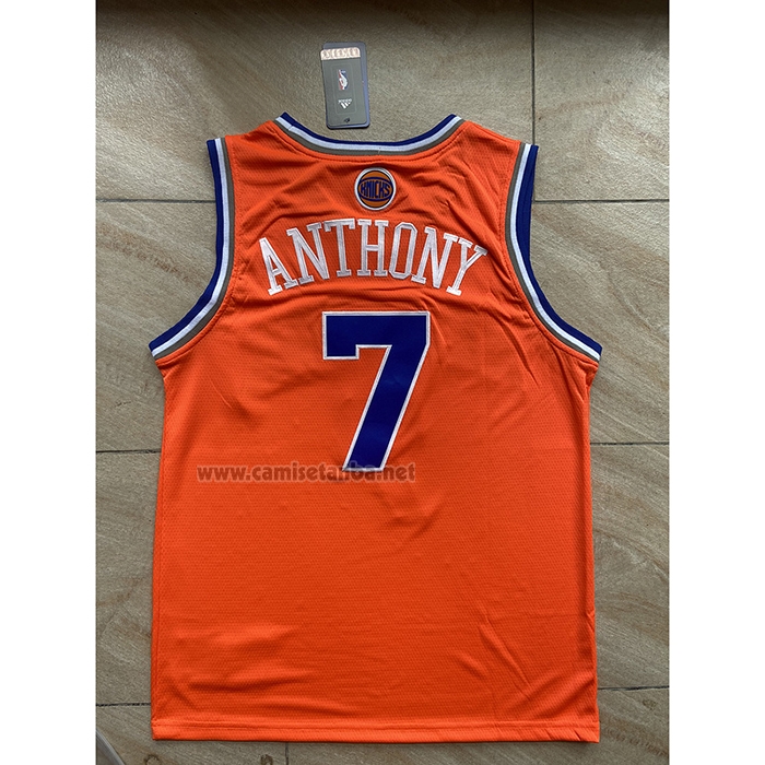 Camiseta New York Knicks Carmelo Anthony #7 Naranja